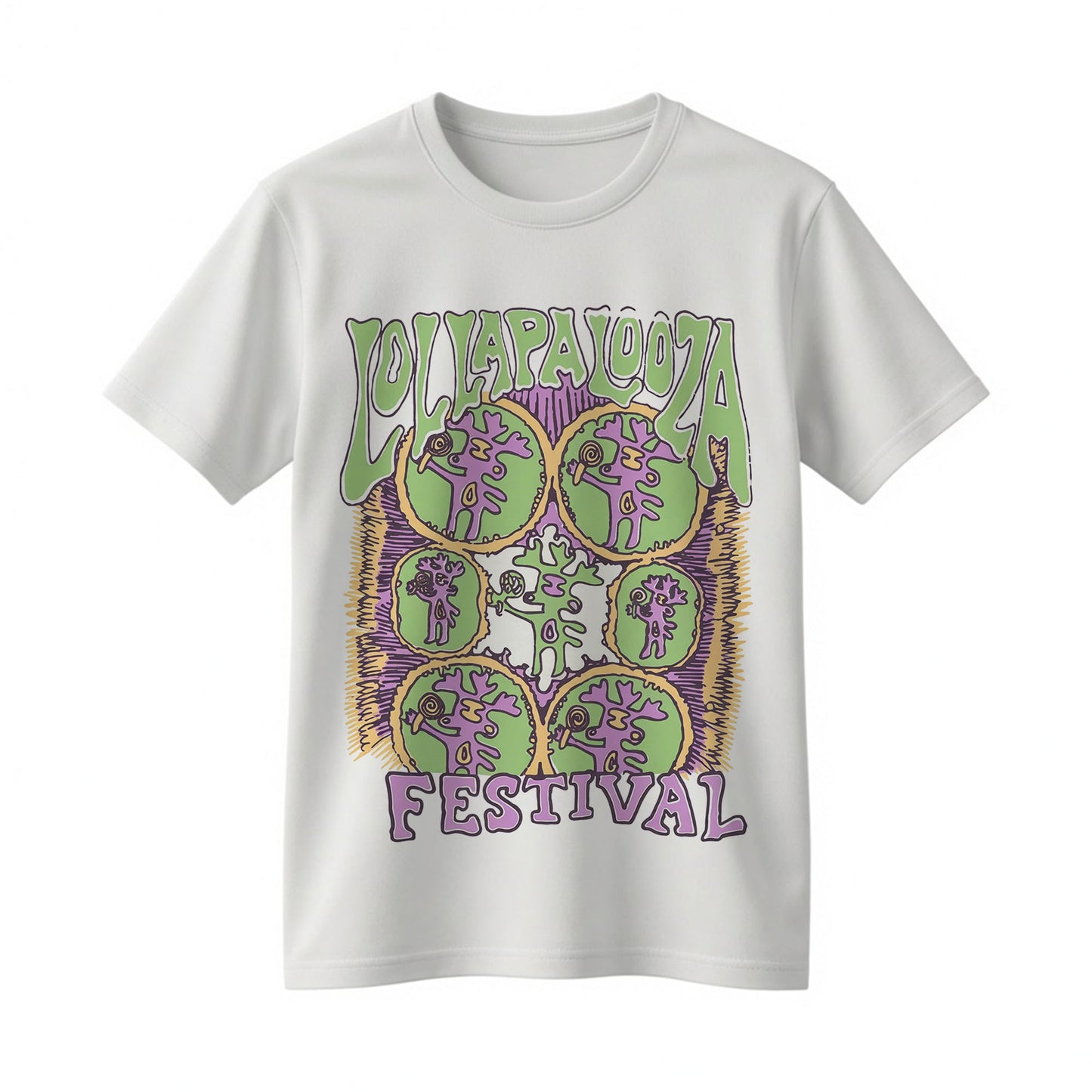 Lollapalooza Festival Graphic T-Shirt – Retro Psychedelic Art Chicago Concert Lineup Tee