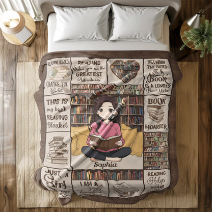 Personalized Book Lover Blanket with Custom Photo & Name