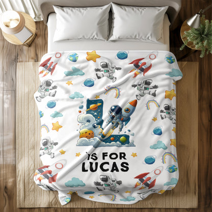 Personalized Space Blanket - Custom Name Astronaut Blanket