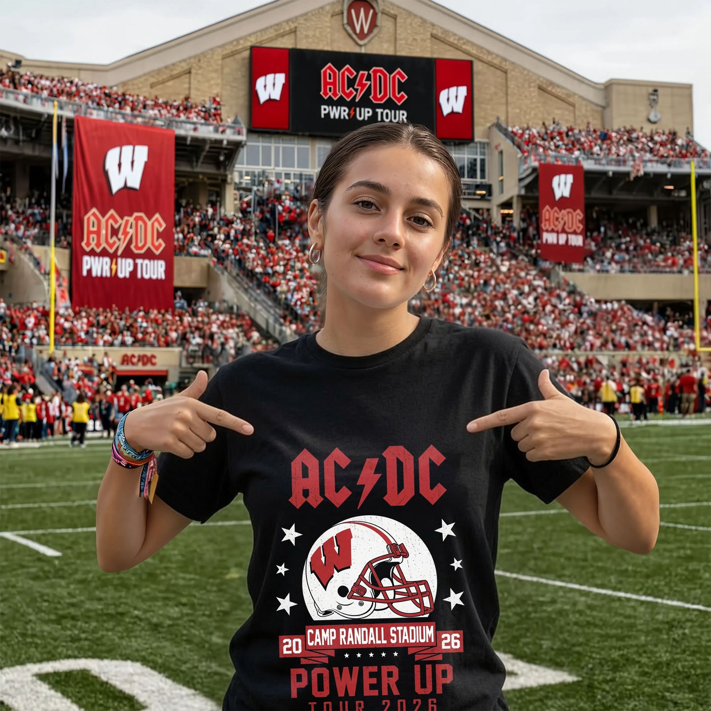 AC/DC Wisconsin Badgers Power Up Tour 2026 Camp Randall Stadium Fan Shirt