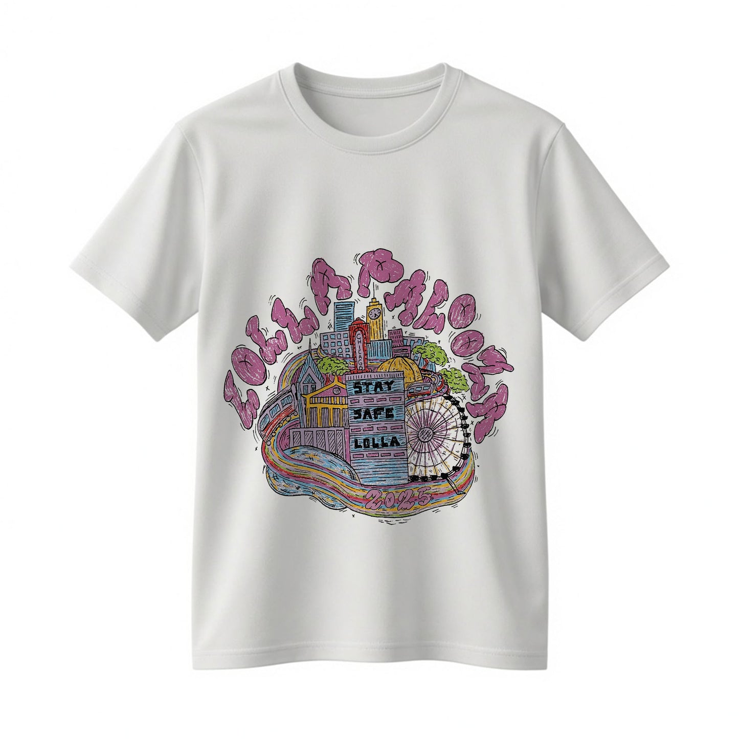 Lollapalooza 2025 Chicago Skyline Festival Shirt - Vintage Carnival Lineup Tee