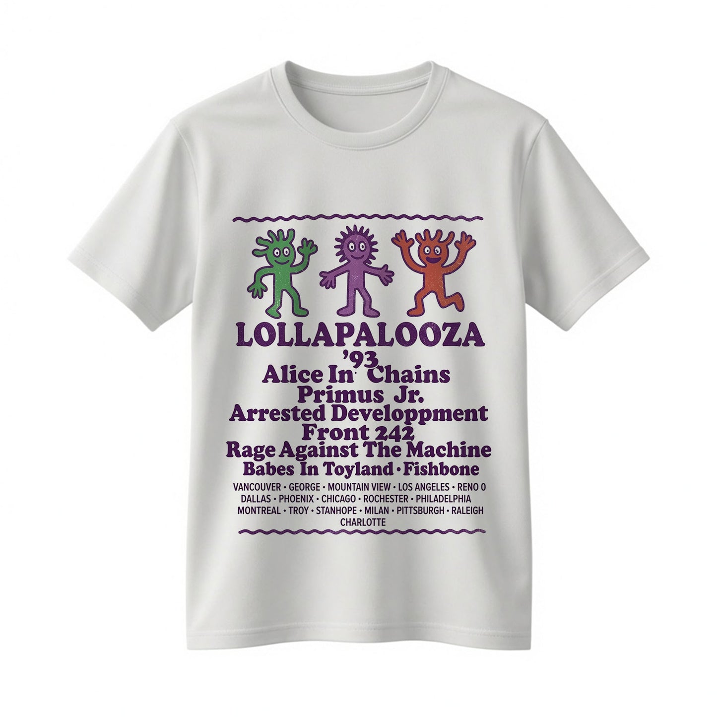 Vintage Lollapalooza 1993 Tour Shirt - Alice In Chains Primus Rage Against The Machine Tee