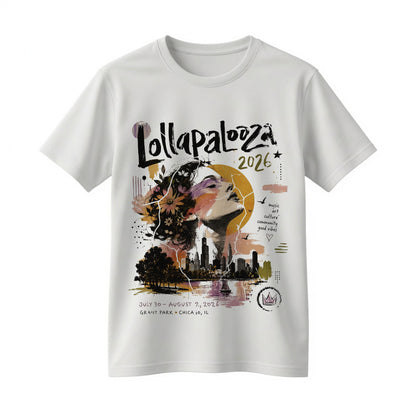 Lollapalooza 2026 Chicago Skyline Art T-Shirt – Music Festival Aesthetic Graphic Tee