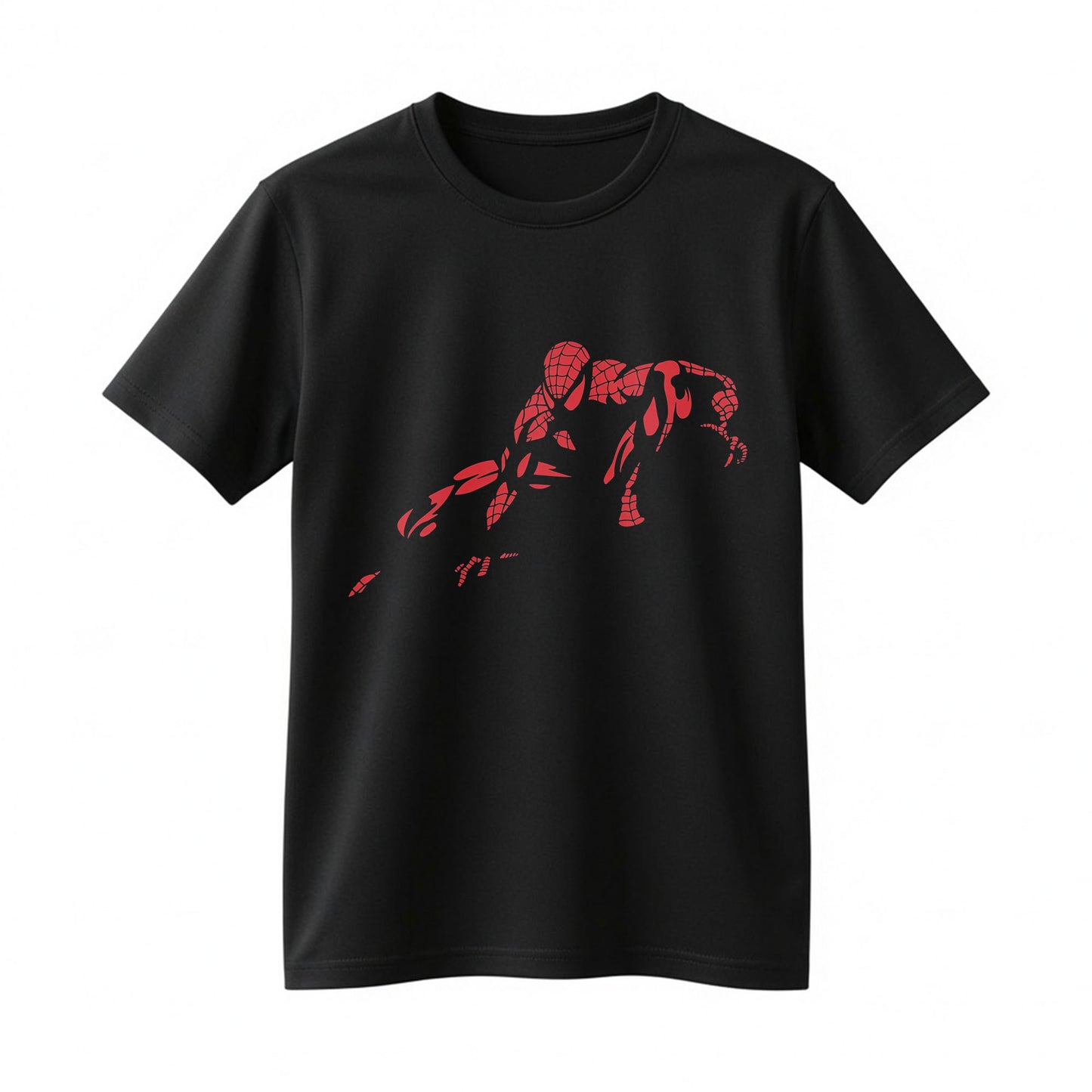 Minimalist Red Spider Hero Silhouette Graphic T-Shirt – Comic Style Superhero Tee for Fans