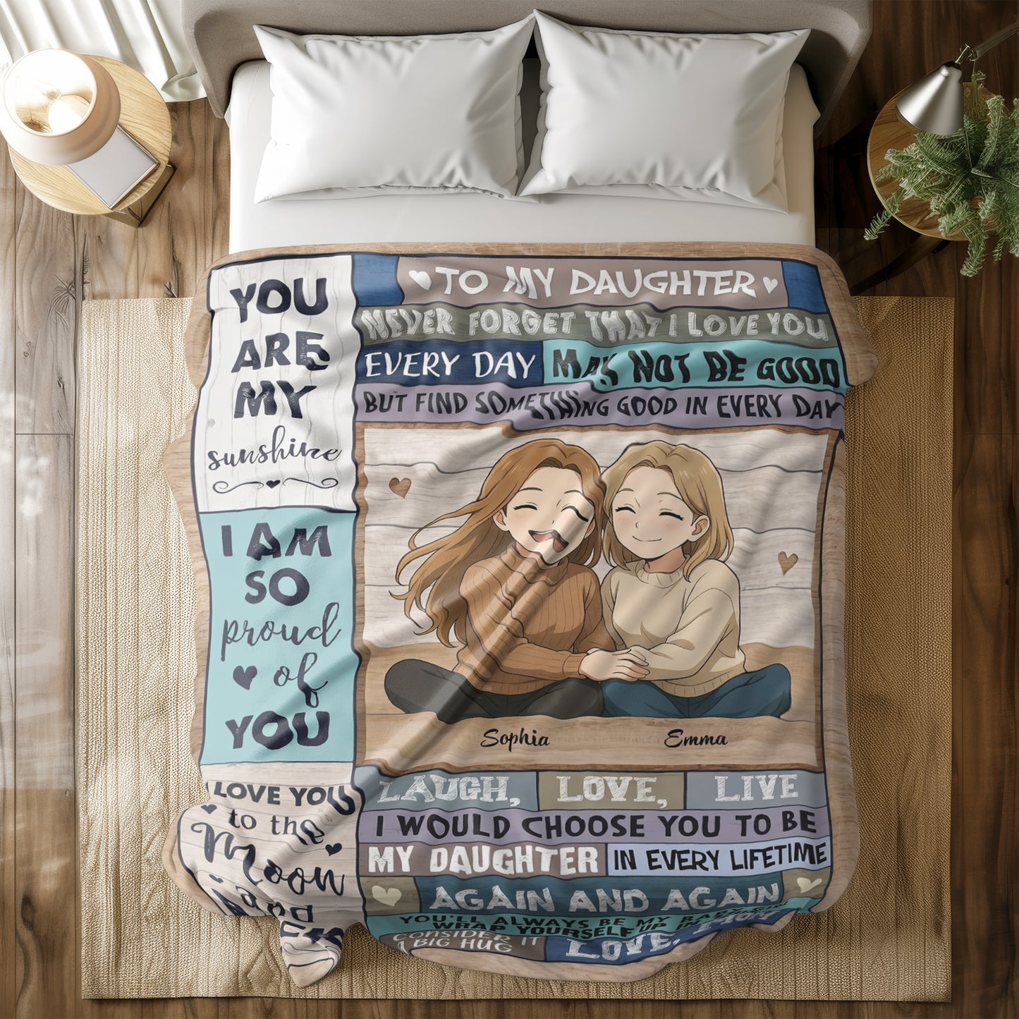 Personalized Daughter Blanket with Custom Photo & Names