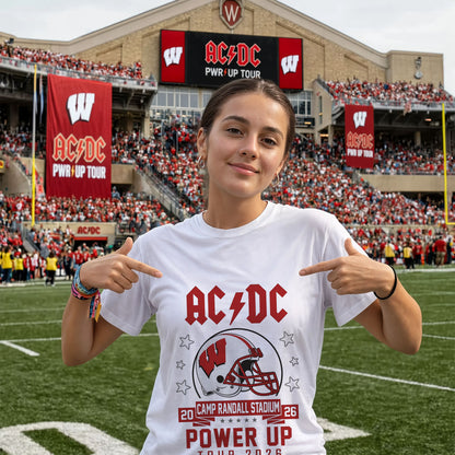 AC/DC Wisconsin Stadium Power Up Tour 2026 Cartoon Mascot T-Shirt