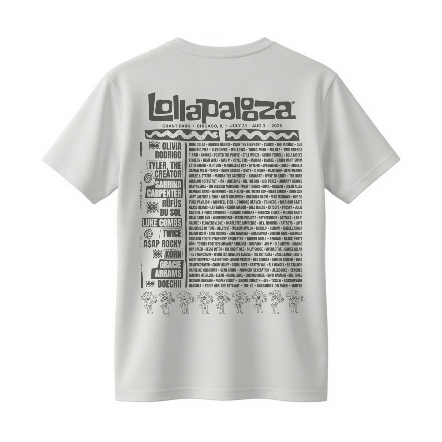 Lollapalooza Festival Graphic T-Shirt – Retro Psychedelic Art Chicago Concert Lineup Tee