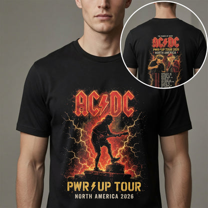 AC/DC PWR UP Tour 2026 North America Shirt - Double Sided Rock Concert Tee