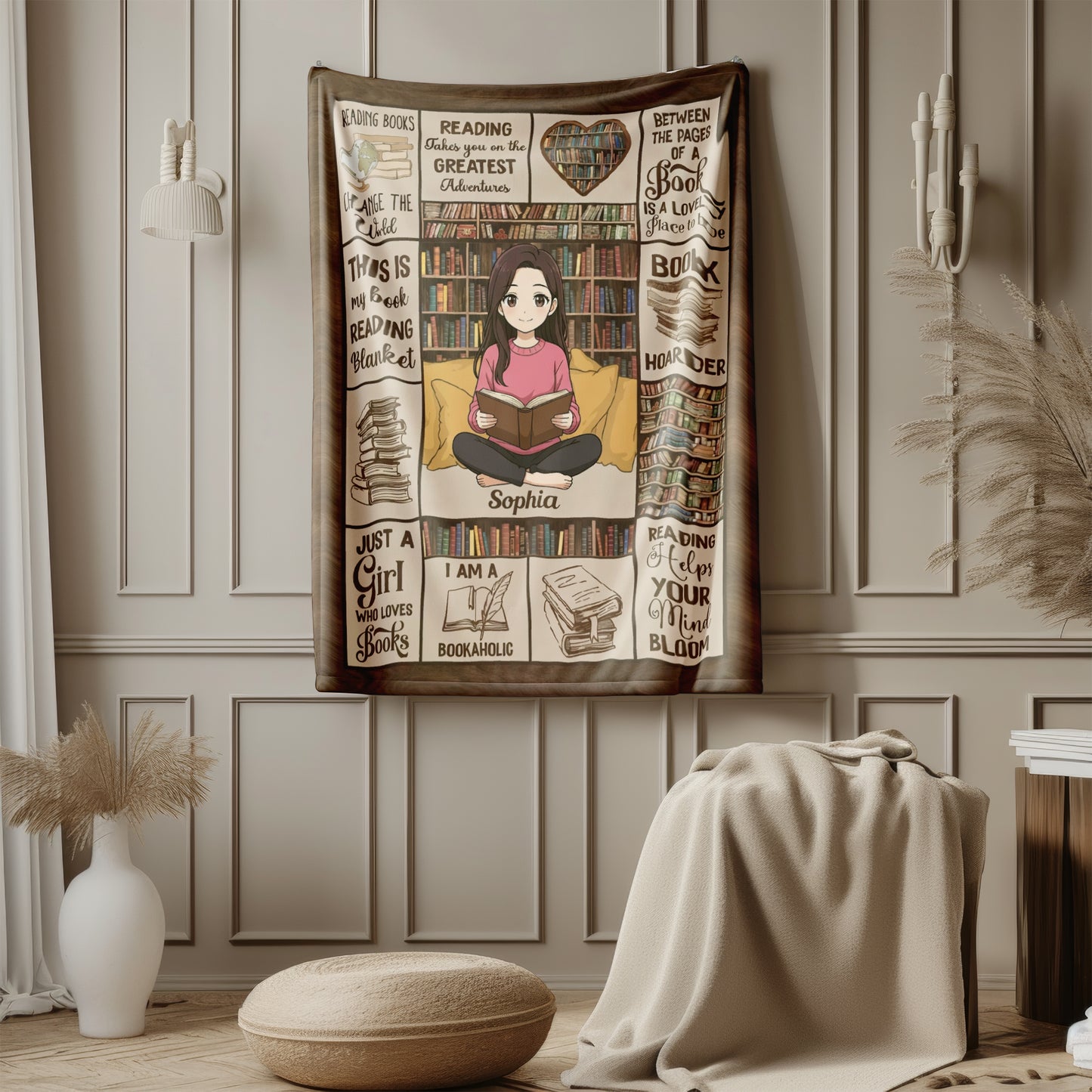 Personalized Book Lover Blanket with Custom Photo & Name