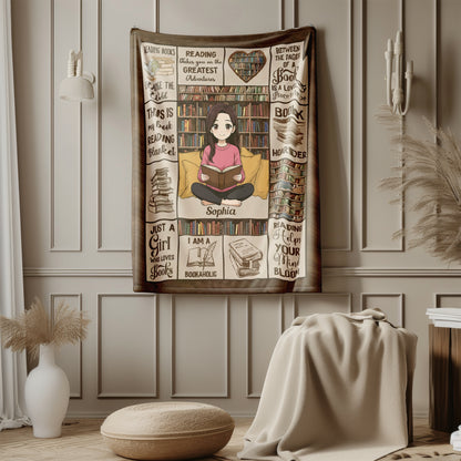 Personalized Book Lover Blanket with Custom Photo & Name