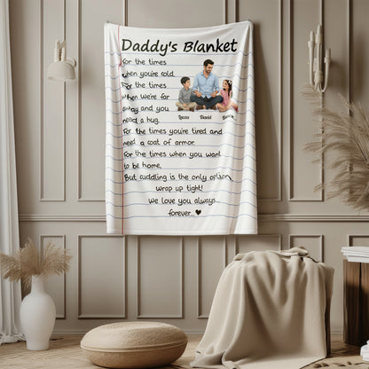Personalized Daddy Blanket with Custom Photo & Names