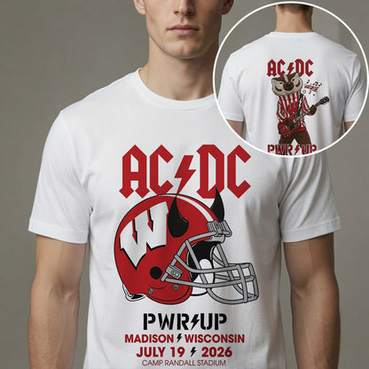 AC/DC Wisconsin Badgers Mascot Guitar Power Up Tour 2026 T-Shirt