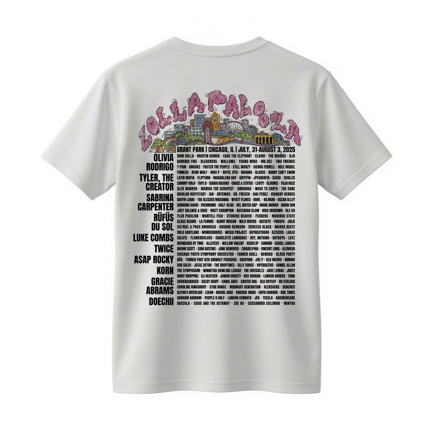 Lollapalooza 2025 Chicago Skyline Festival Shirt - Vintage Carnival Lineup Tee