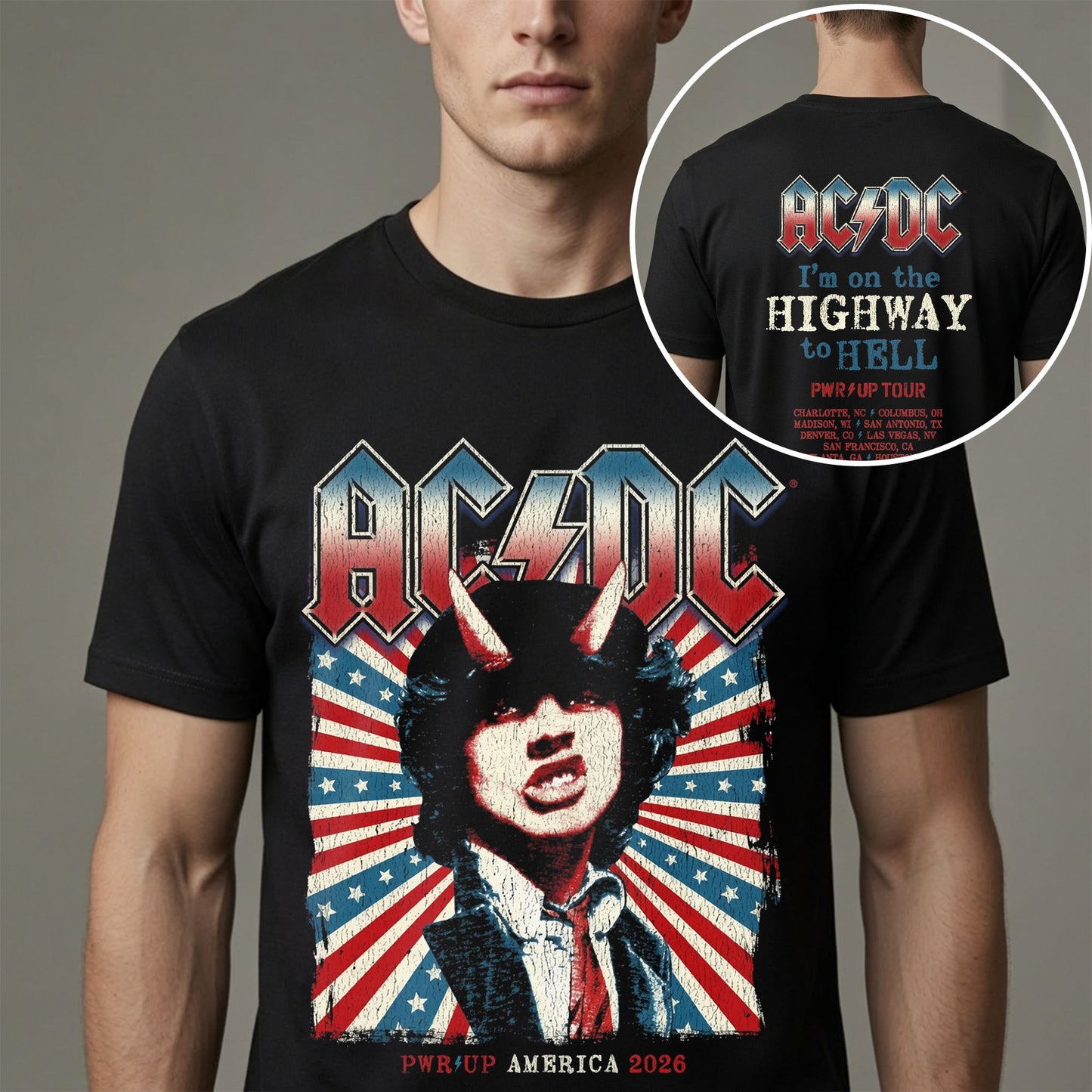 AC/DC Highway to Hell PWR UP America 2026 Tour Vintage Rock Concert Shirt