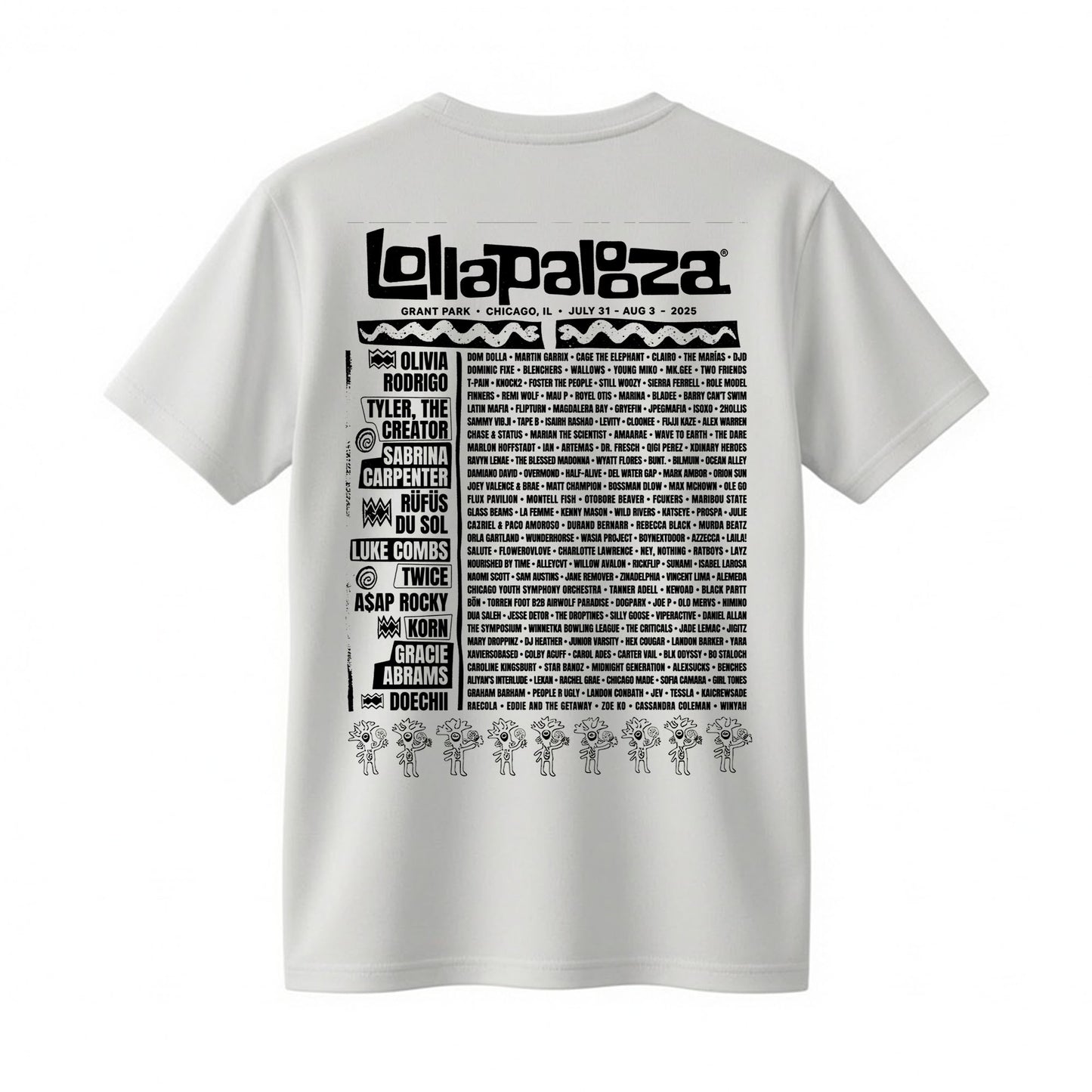 Lollapalooza 2025 Festival Lineup T-Shirt – Vintage Buddha Chicago Concert Graphic Tee