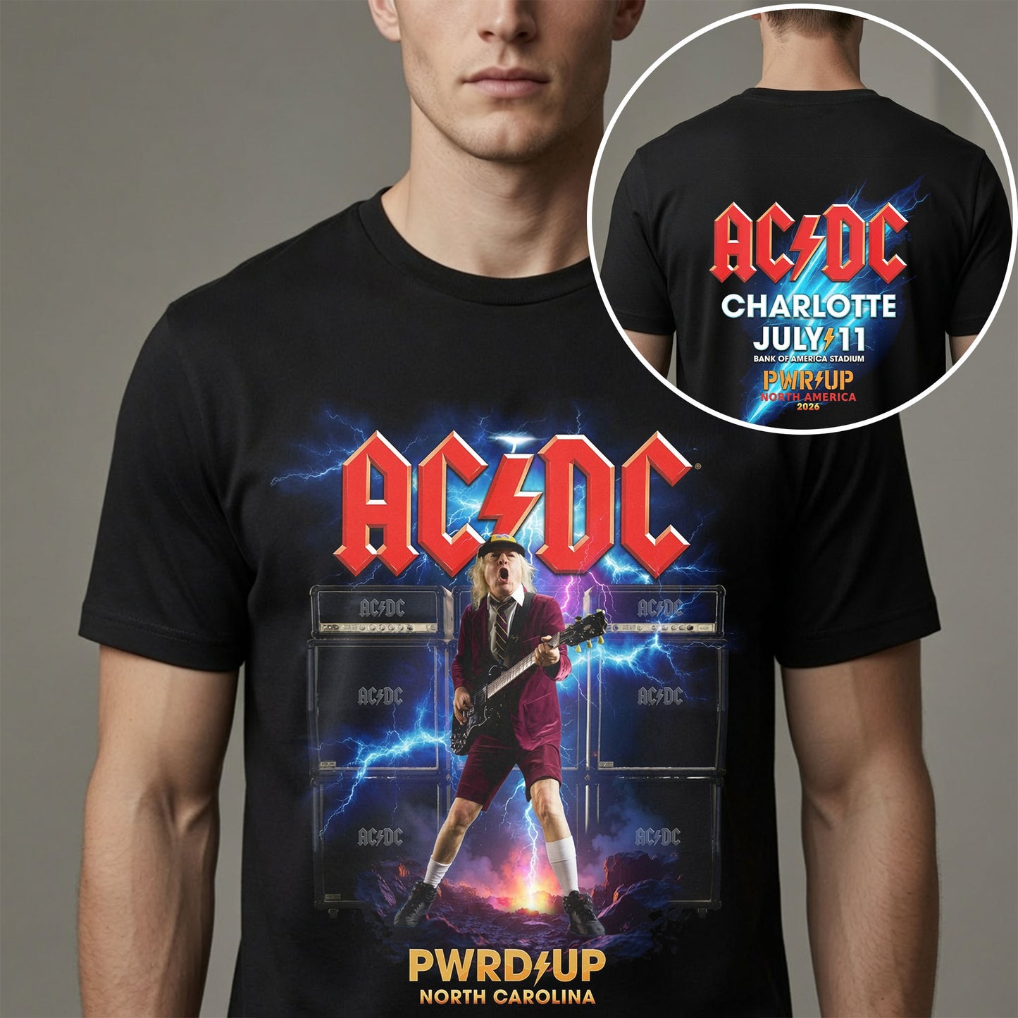 AC/DC PWR UP Charlotte 2026 Concert Shirt