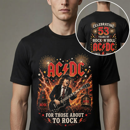 AC/DC 53 Years of Rock N Roll Shirt - 1973-2026 Still Rockin Strong Vintage Concert Tee