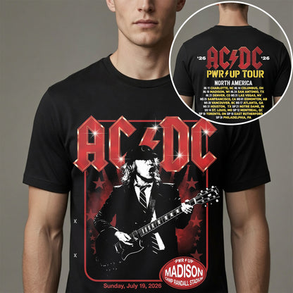 Vintage AC/DC Wisconsin Badgers Power Up Tour 2026 Madison Concert Shirt