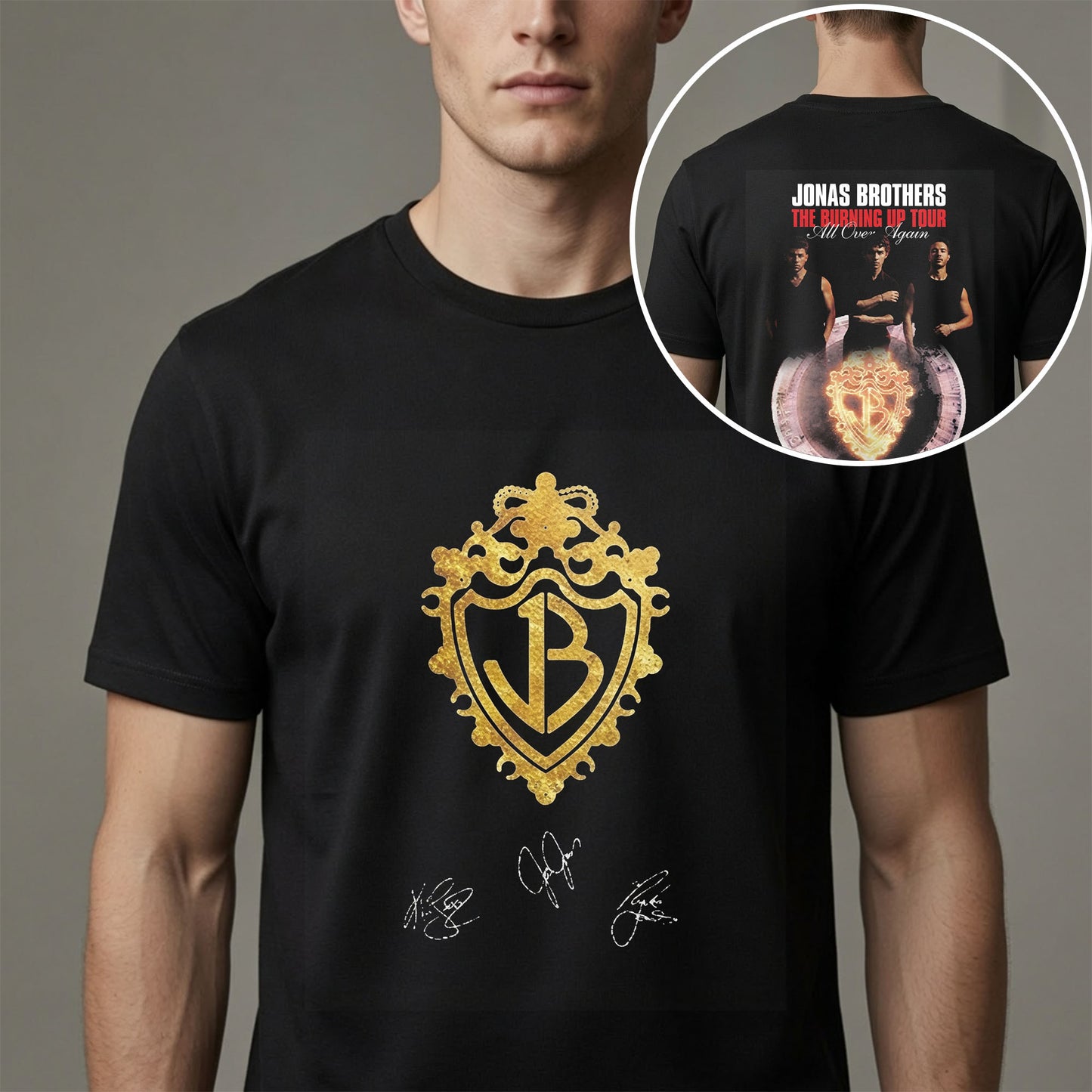 Jonas Brothers Burning Up Tour Crest Shirt - All Over Again Concert Graphic Tee