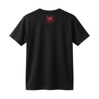 Minimalist Spider Hero Front Back T-Shirt – Red Silhouette Comic Graphic Tee