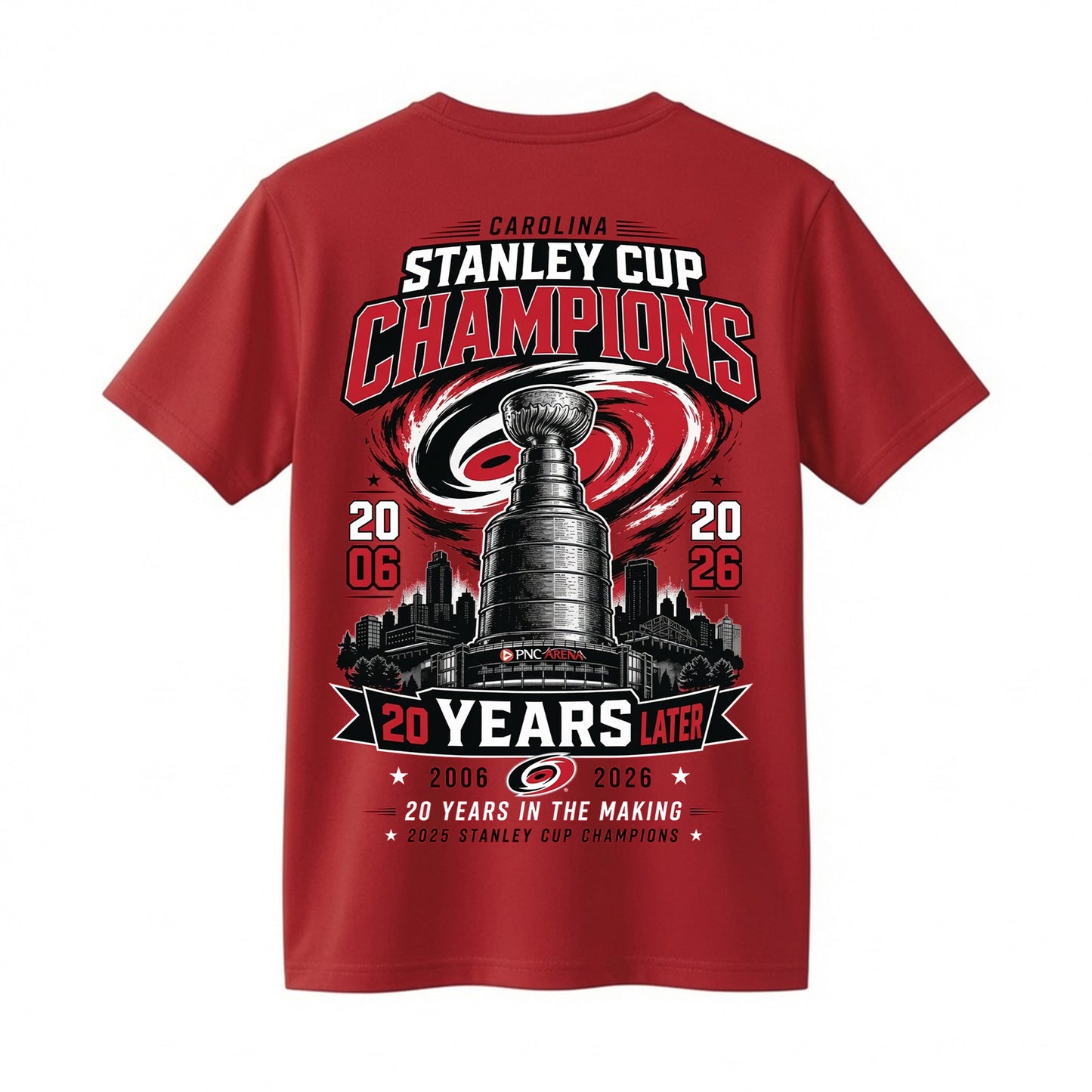 Carolina Hurricanes Stanley Cup Champions 2026 T-Shirt Canes History 20 Years Later Double Sided Hockey Fan Shirt