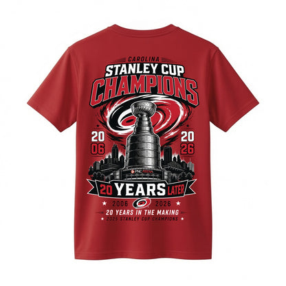 Carolina Hurricanes Stanley Cup Champions 2026 T-Shirt Canes History 20 Years Later Double Sided Hockey Fan Shirt