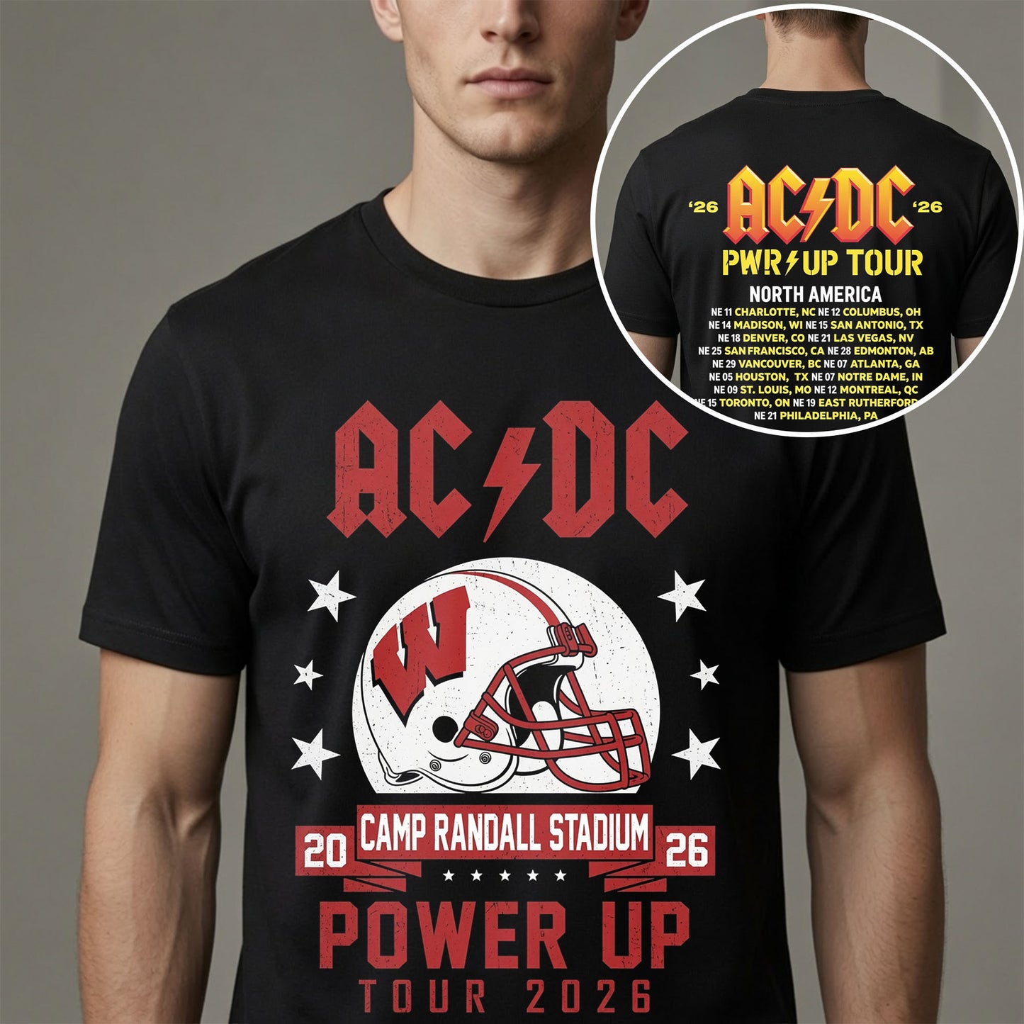 Wisconsin Badgers AC/DC Power Up Tour 2026 T-Shirt