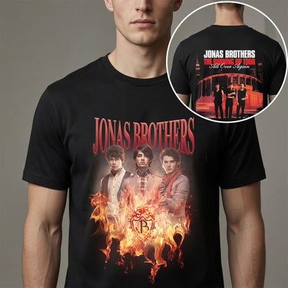 Jonas Brothers Burning Up Tour All Over Again Shirt - Vintage Concert Graphic Fan Tee