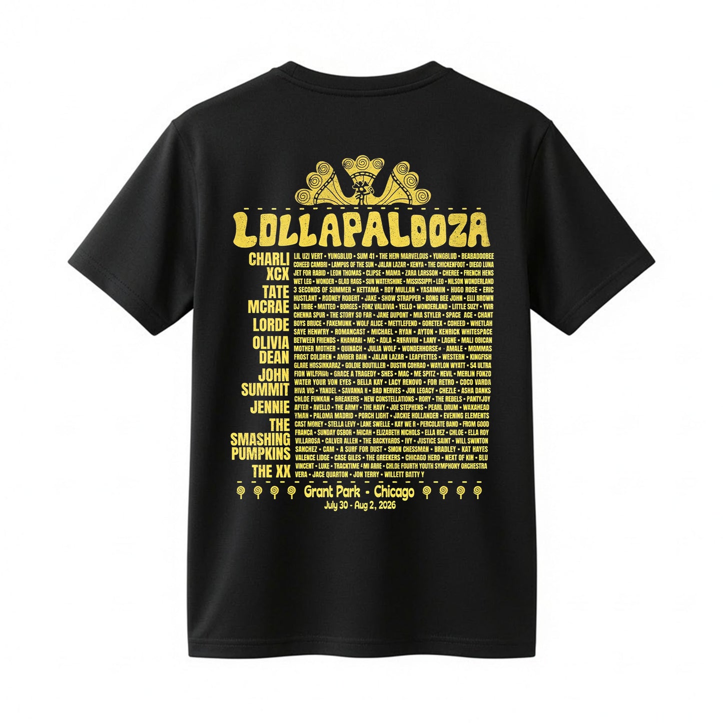Lollapalooza 2026 Vintage Festival Lineup T-Shirt - Chicago Music Fan Tee