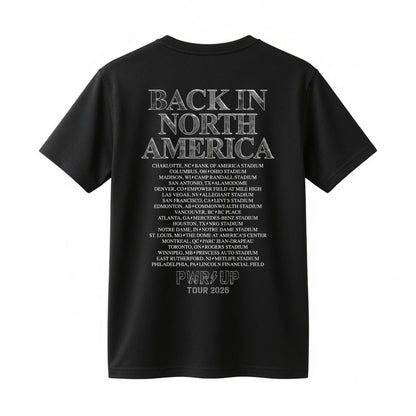 AC/DC Back In Black PWR UP Tour 2026 North America Dates Double-Sided Black Concert T-Shirt