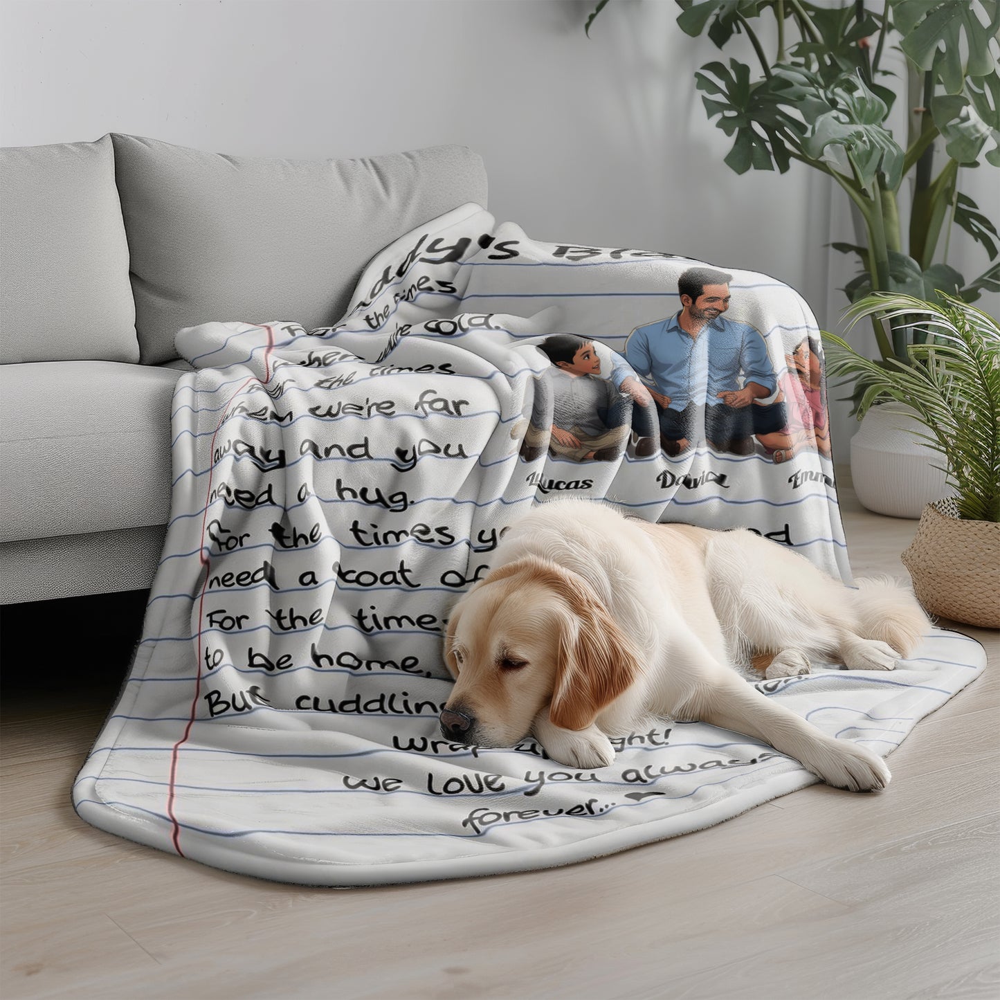 Personalized Daddy Blanket with Custom Photo & Names