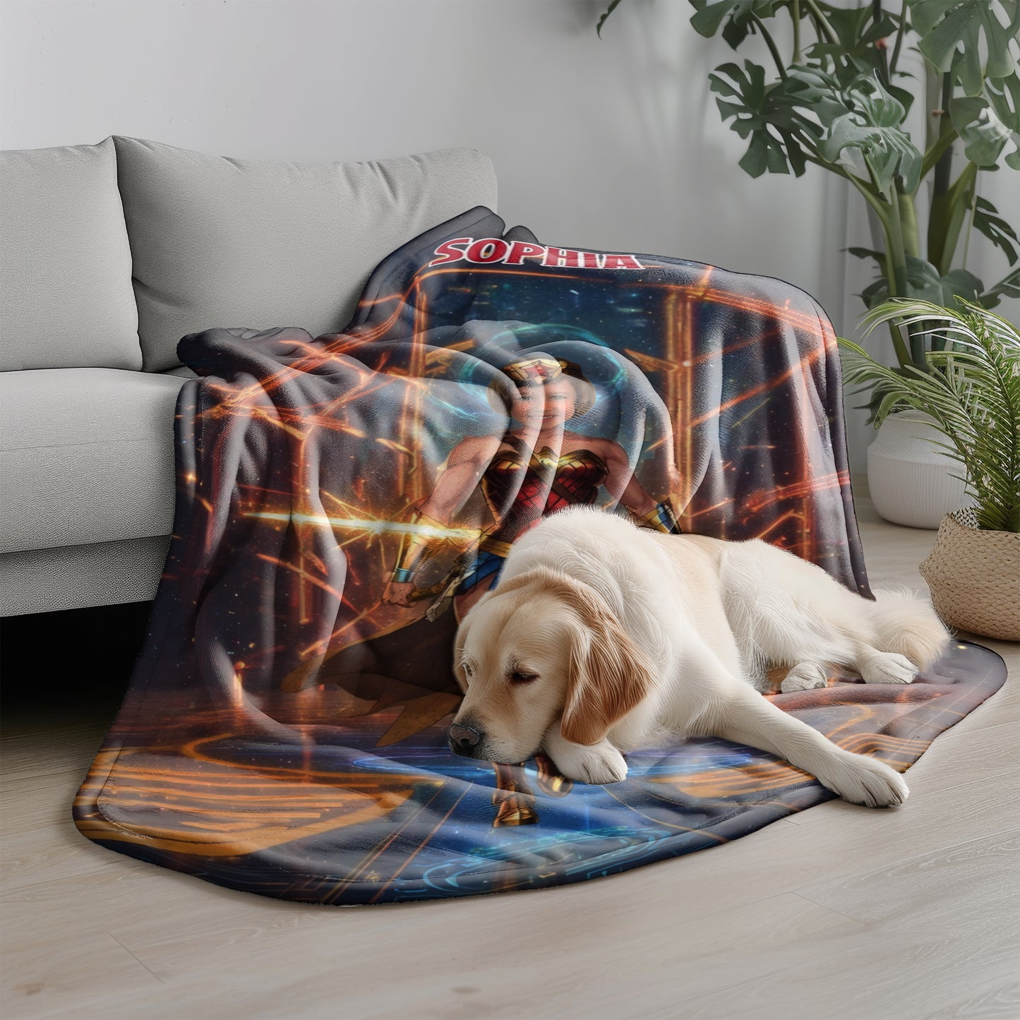 Personalized Superhero Girl Photo Blanket - Custom Face Wonder Hero Fleece Blanket
