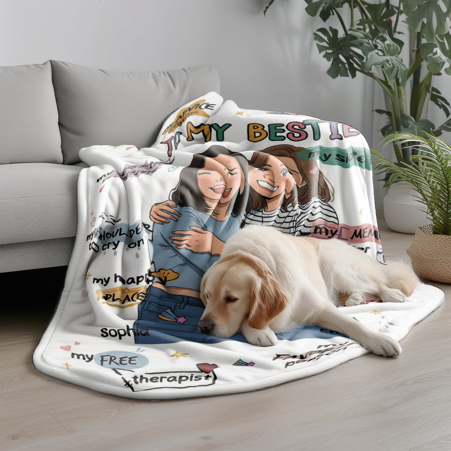 Personalized Bestie Blanket with Custom Photo & Names