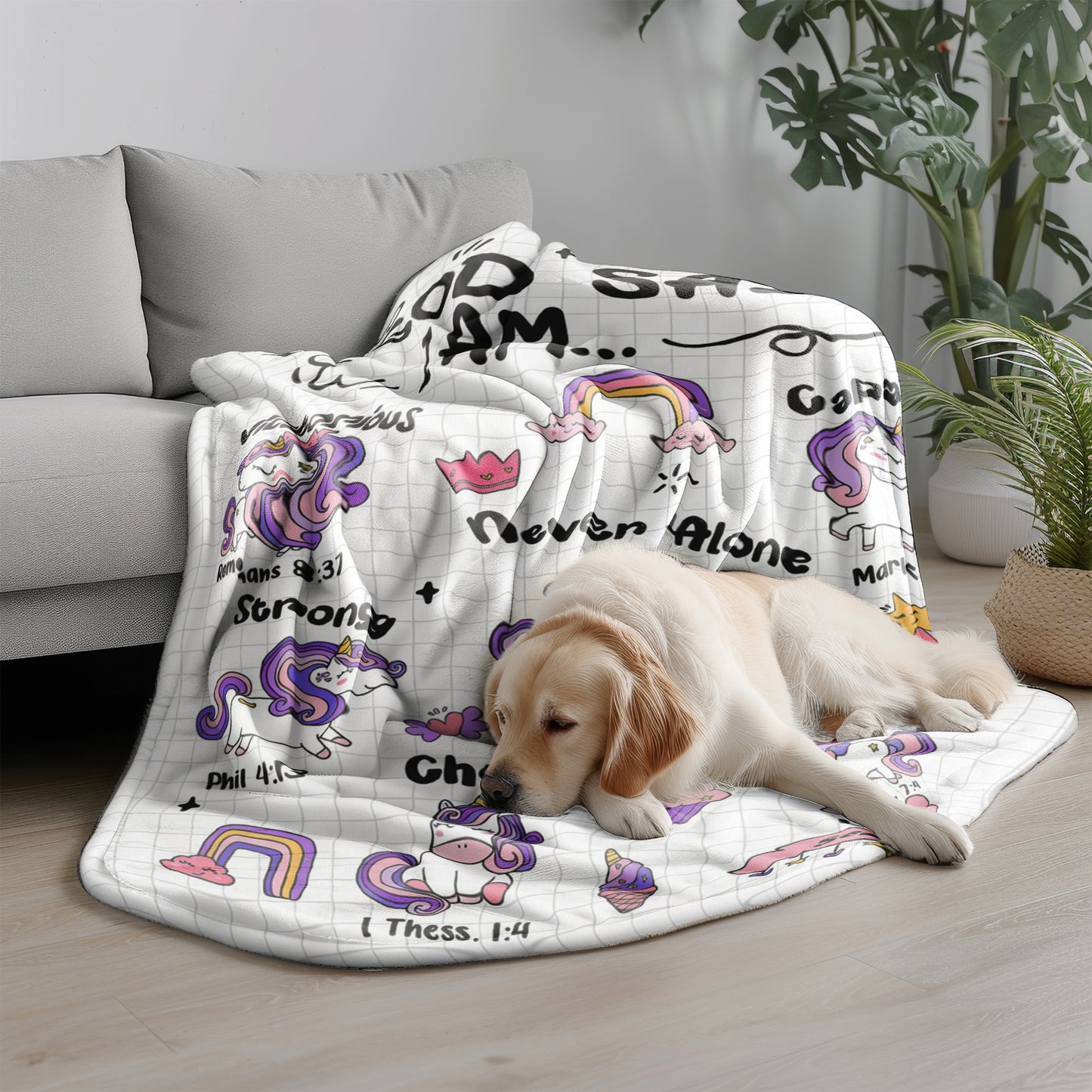 Personalized Christian Unicorn Blanket for Girls