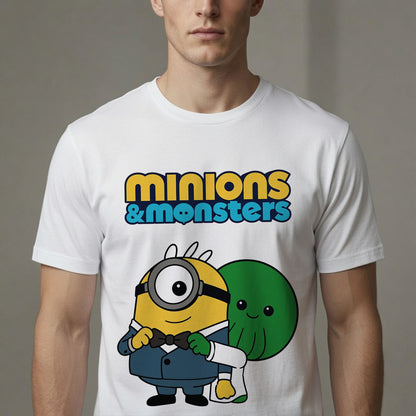 Cute Minion & Little Green Monster Best Friends Graphic T-Shirt