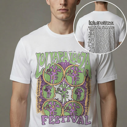 Lollapalooza Festival Graphic T-Shirt – Retro Psychedelic Art Chicago Concert Lineup Tee