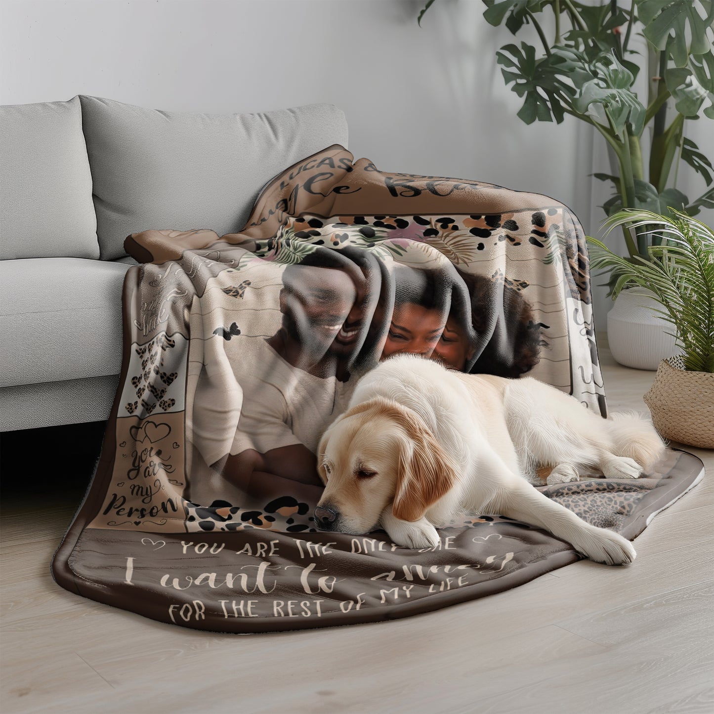 Personalized Couple Blanket with Custom Photo & Names