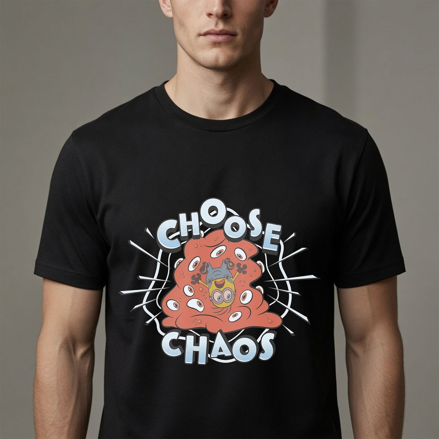 Choose Chaos Minions Monster Graphic T-Shirt Funny Animated Villain Tee