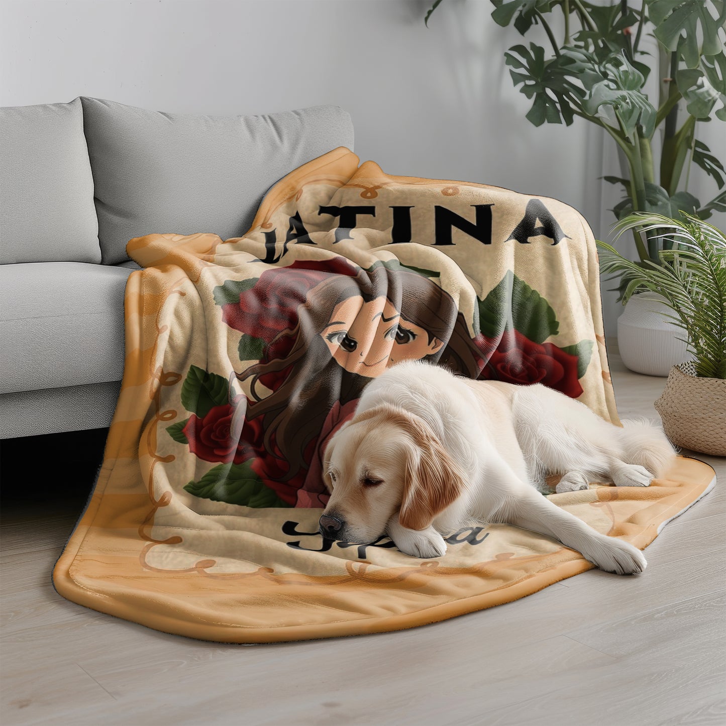 Personalized Latina Anime Blanket with Custom Photo & Name