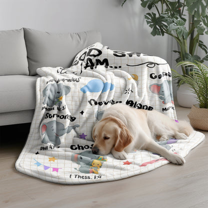 Personalized Christian Elephant Blanket for Girls