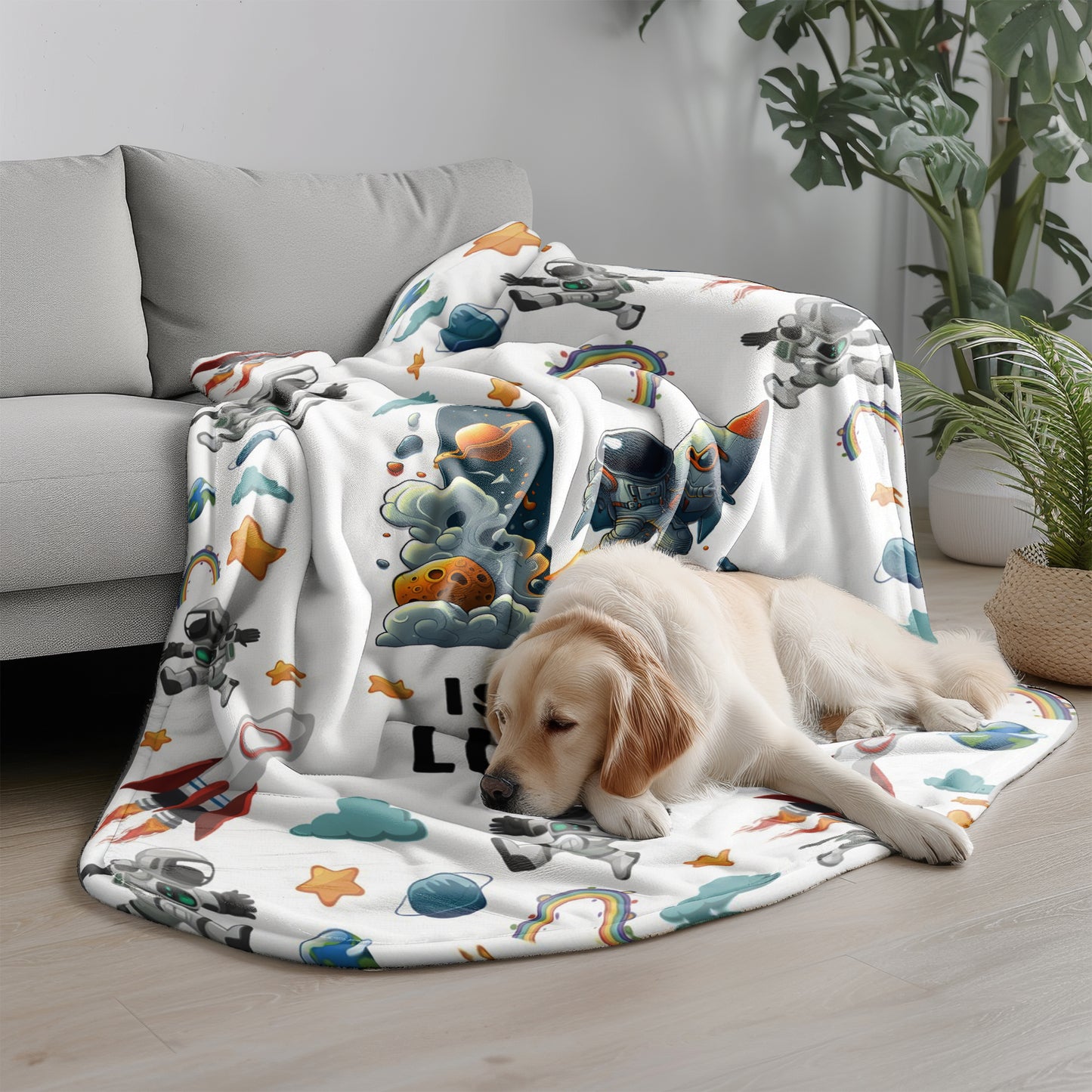 Personalized Space Blanket - Custom Name Astronaut Blanket