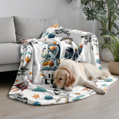 Personalized Space Blanket - Custom Name Astronaut Blanket