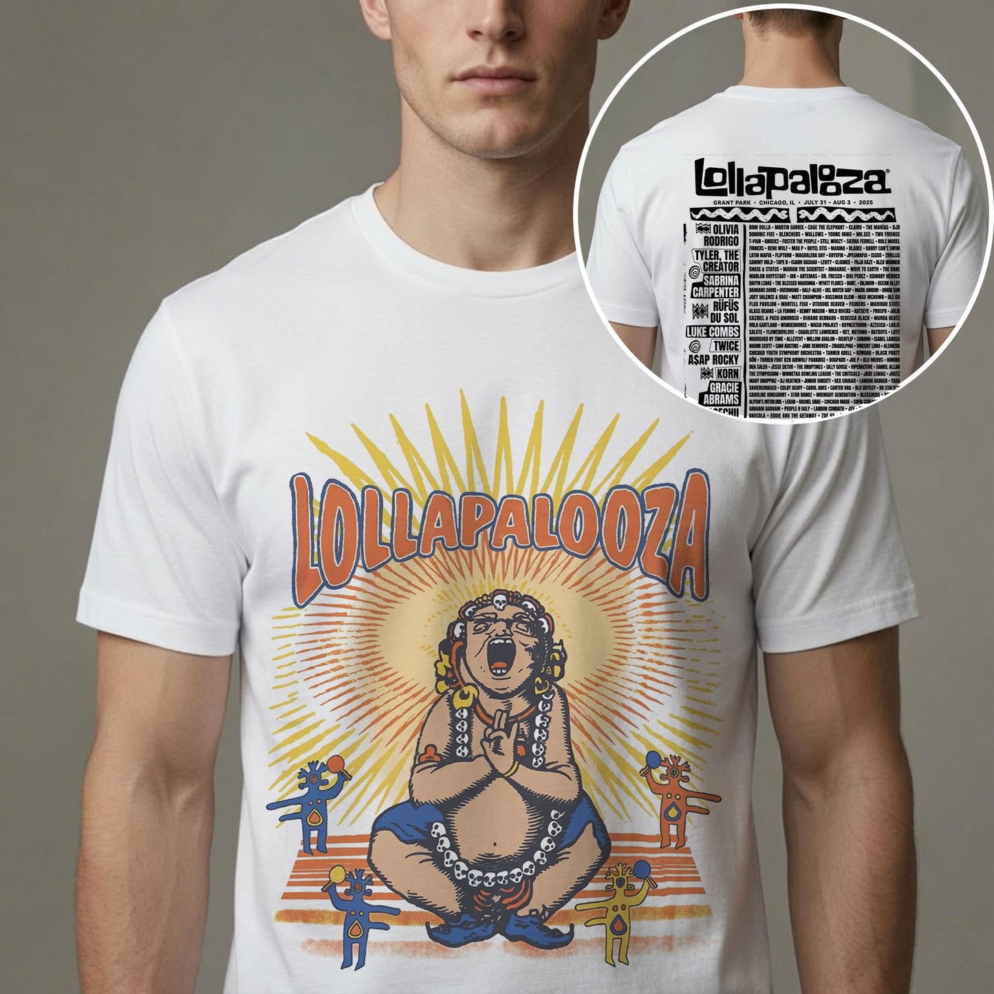 Lollapalooza 2025 Festival Lineup T-Shirt – Vintage Buddha Chicago Concert Graphic Tee