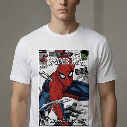 Vintage Spider Comic Cover Graphic T-Shirt – Retro Superhero Action Tee