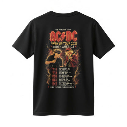 AC/DC PWR UP Tour 2026 North America Shirt - Double Sided Rock Concert Tee