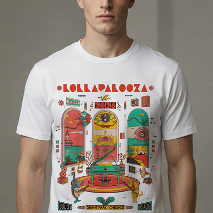 Lollapalooza 2026 Grant Park Retro Stage Art Shirt - Chicago Festival Lineup Tee