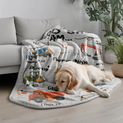 Personalized Construction Truck Blanket with Custom Name