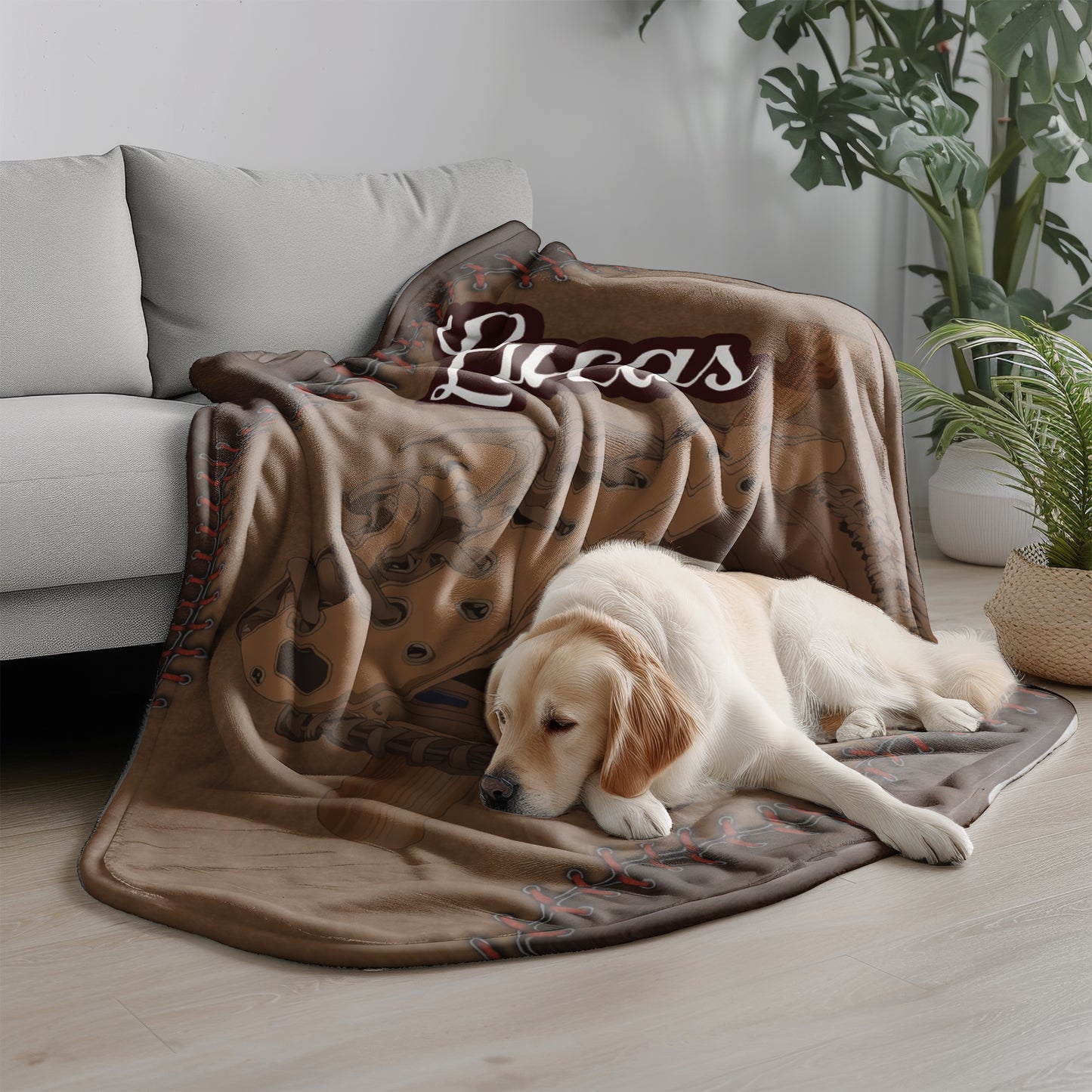 Personalized Baseball Blanket with Custom Name & Number