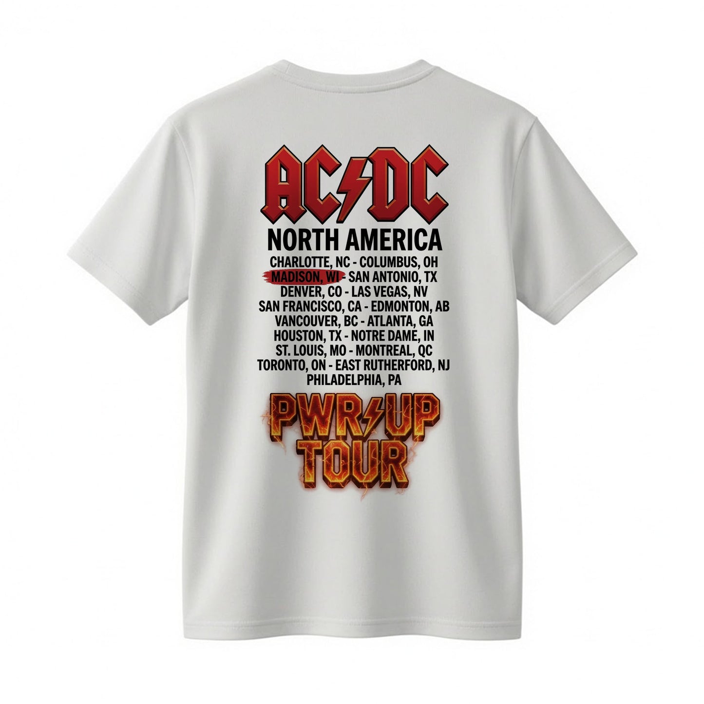 AC/DC Wisconsin Badgers Camp Randall Stadium Power Up Tour 2026 T-Shirt