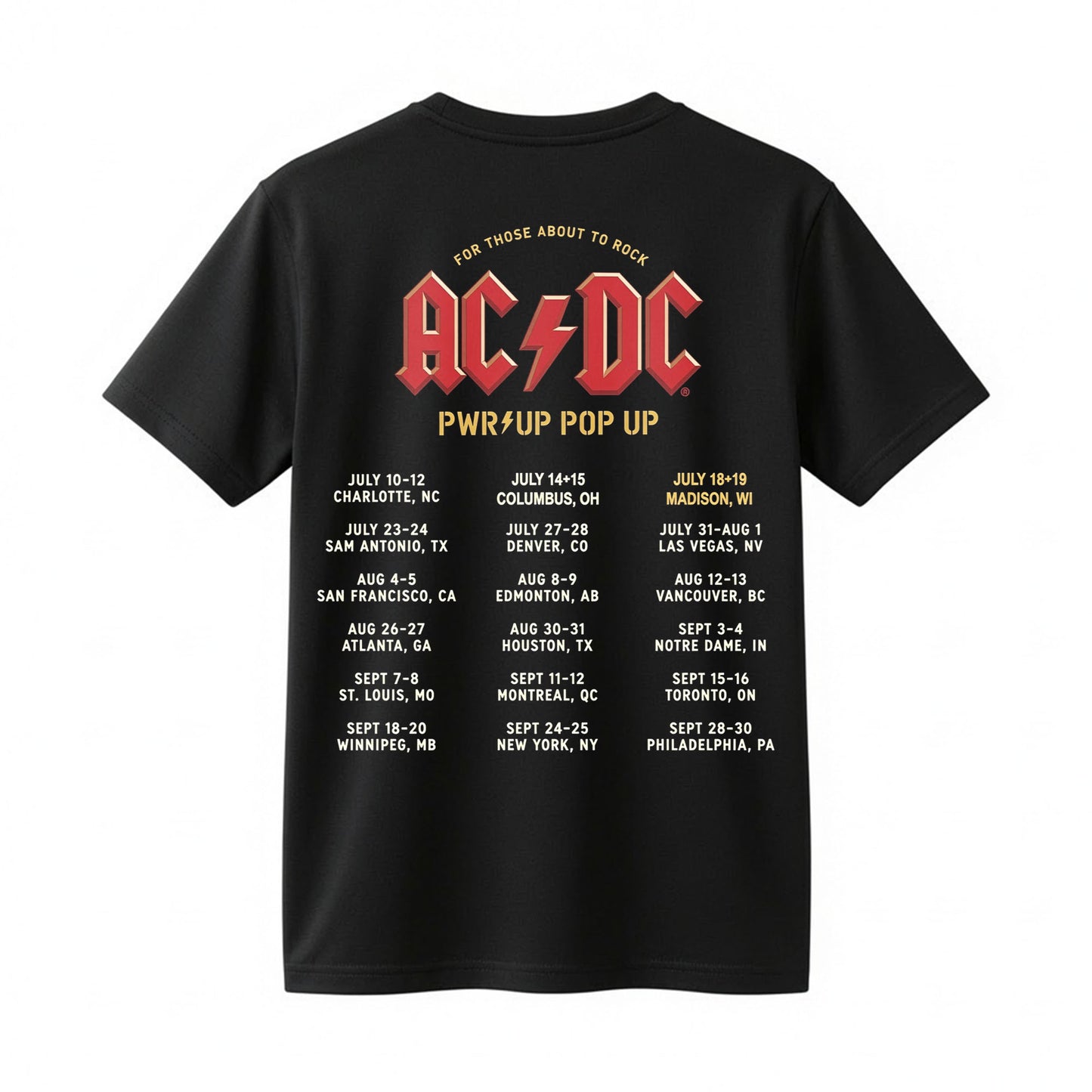 AC/DC PWR UP Madison Wisconsin Badgers Shirt
